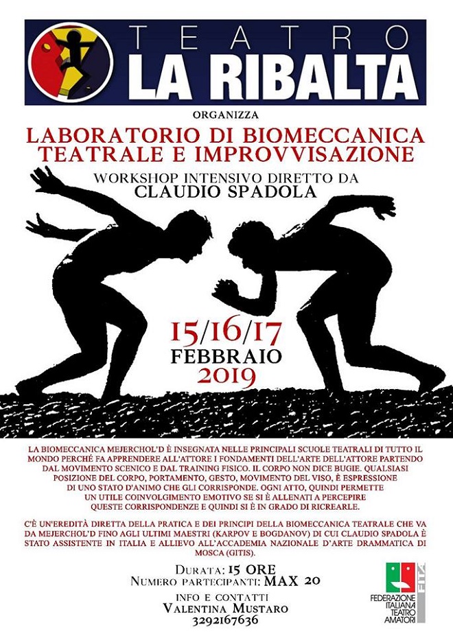 Teatro La Ribalta, workshop di Biomeccanica teatrale e improvvisazione