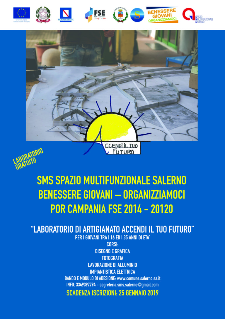 Salerno, emanato il bando per il  “Laboratorio di artigianato Accendi il tuo futuro”