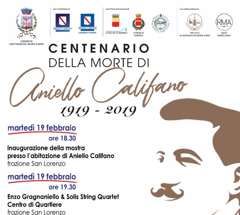 Centenario morte Aniello Califano, gli eventi a Sant’Egidio del Monte Albino
