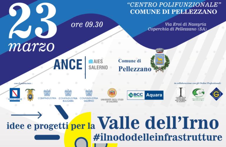 Pellezzano, sabato 23 marzo il convegno “Idee e Progetti per la Valle dell’Irno”