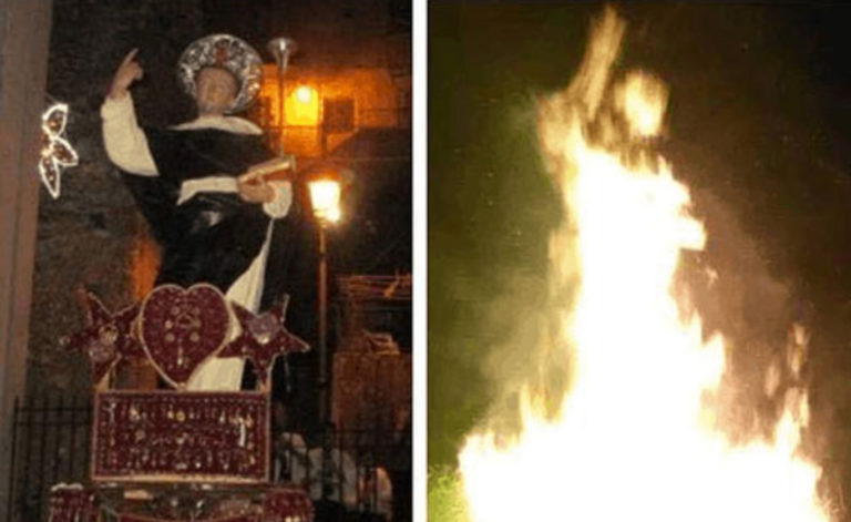 Sicigliano degli Alburni: dalle fiamme appare l’immagine di San Vincenzo