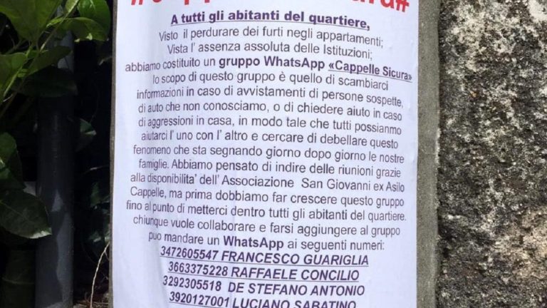 Furti a Salerno, i grillini contro “Cappelle Sicura”