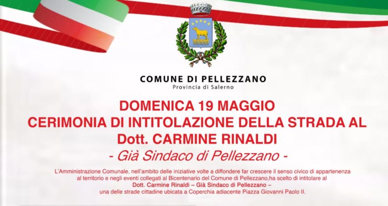 Pellezzano, intitolazione di una strada al già sindaco Nino Rinaldi