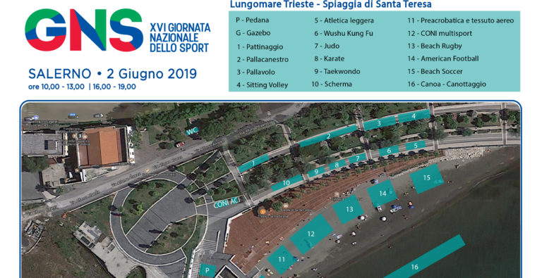 Domenica 2 giugno a Salerno la XVI Giornata Nazionale dello Sport