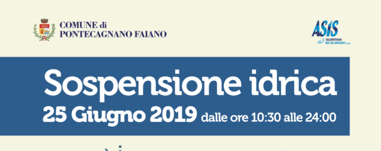 Pontecagnano, il 25 giugno interruzione idrica: ecco dove