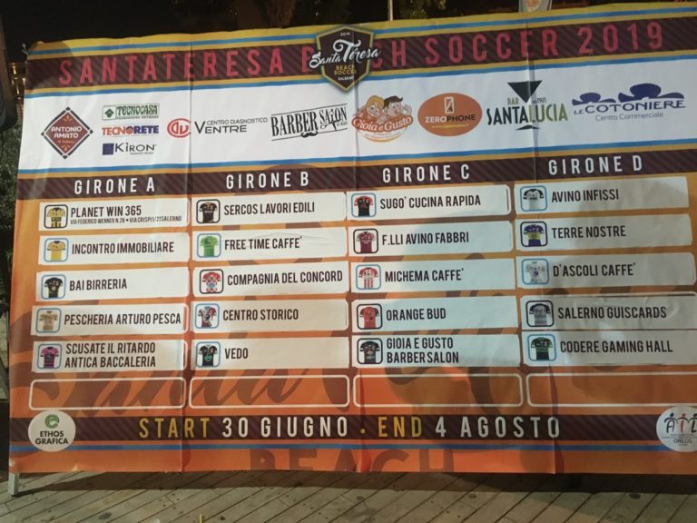 Santa Teresa Beach Soccer 2019: sorteggiati i gironi, ospite Menichini