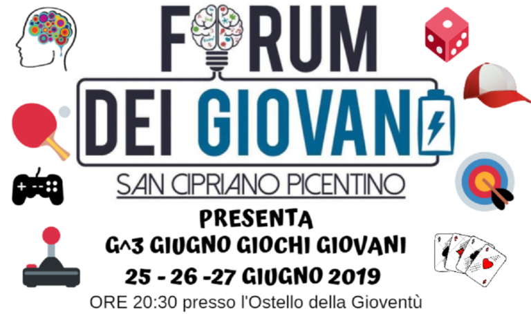 San Cipriano Picentino: tutto pronto per “G al cubo Giugno Giochi Giovani”