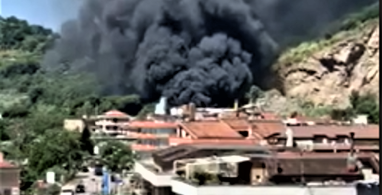 Castel San Giorgio: incendio alla Villani Calce, in fiamme un capannone