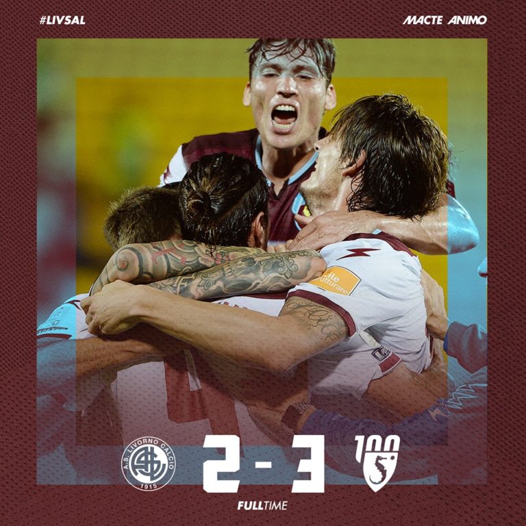 Livorno-Salernitana 2-3: Djuric segna al 91′, granata al secondo posto