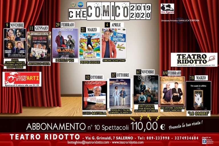 Salerno, al Teatro delle Arti e al Ridotto torna “Che Comico” ideata dalla Gv Eventi