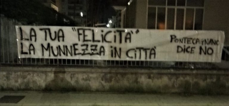 Pontecagnano: striscione nella notte e corteo il 29 per dire “No” agli impianti