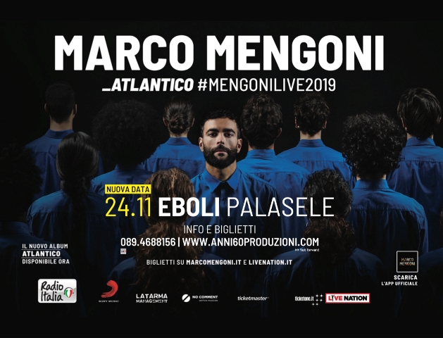 Marco Mengoni torna al Palasele di Eboli domenica 24 novembre