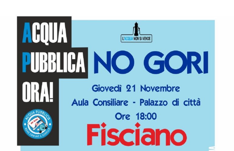 Ripubblicizzazione del servizio idrico: nona tappa del “No Gori” a Fisciano