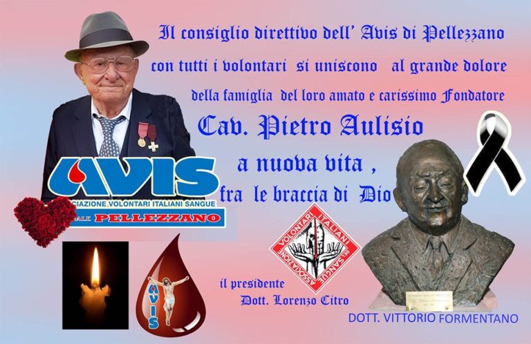 Pellezzano in lutto per la morte del fondatore Avis, Aulisio