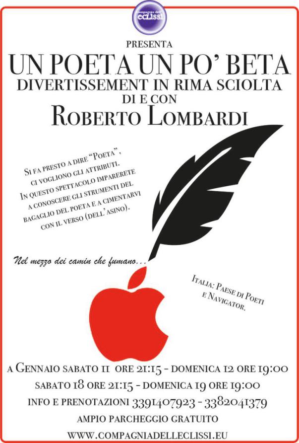 Al Teatro Genovesi “Un poeta un po’ beta” con Roberto Lombardi