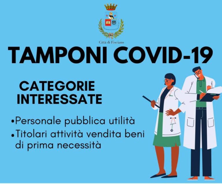 Covid-19, Fisciano: tamponi per lavoratori più esposti al rischio di contagio