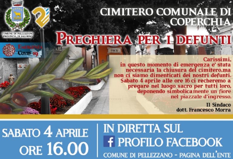 Pellezzano, sabato preghiera dal Cimitero in diretta Facebook