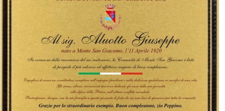 Vallo di Diano, compleanno centenario a Monte San Giacomo