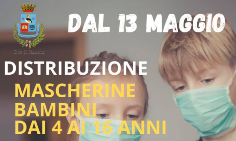 Fisciano: distribuzione di mascherine per bambini dai 4 ai 16 anni