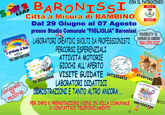 “Baronissi – città a misura di bambino”: arriva il campus estivo