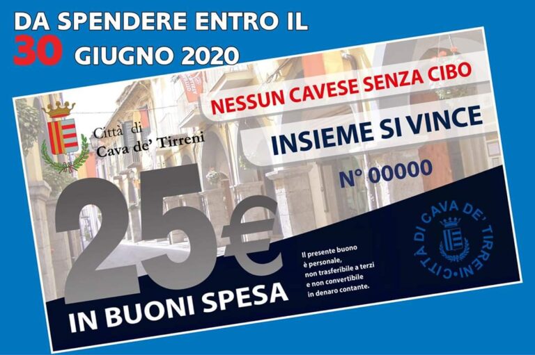 Cava de’ Tirreni, buoni spesa prorogati fino al 30 giugno