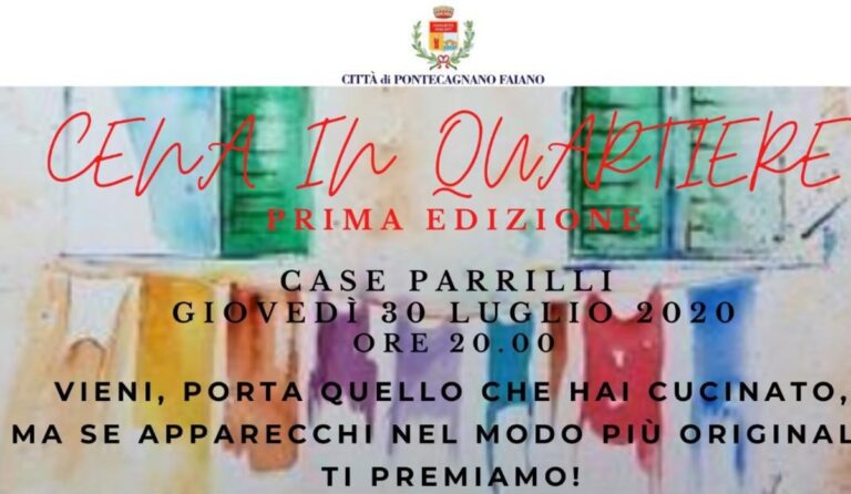 Pontecagnano, “Cena in quartiere” in zona Case Parrilli: domani ore 19.00