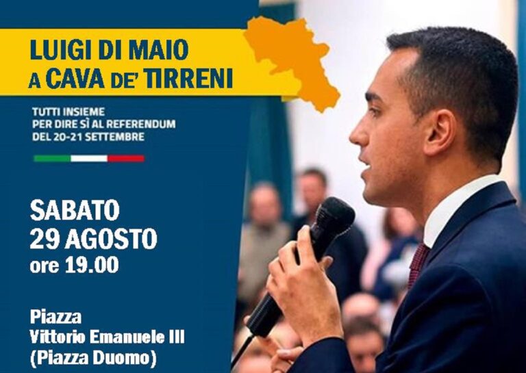 Cava de’ Tirreni, Di Maio incontra la comunità sabato 29 agosto