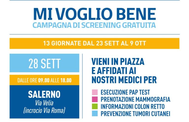 Screening oncologici Asl di Salerno: lunedì 28 settembre tappa-bis