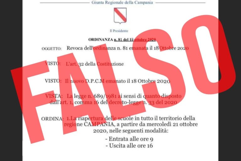 Regione Campania, riapertura scuole: circola una nuova fake news