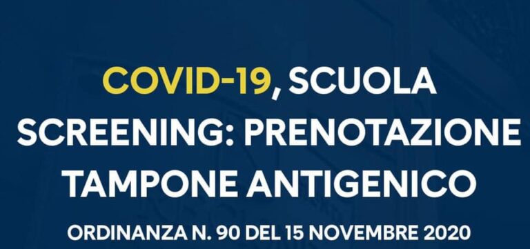 Campania, screening-scuola: prenotazione tampone antigenico