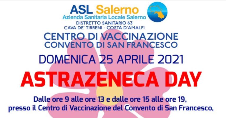 Cava de’ Tirreni, il 25 Aprile è l’AstraZeneca Day