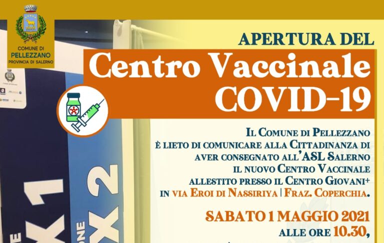 Pellezzano il 1° maggio l’inaugurazione del Centro Vaccinale
