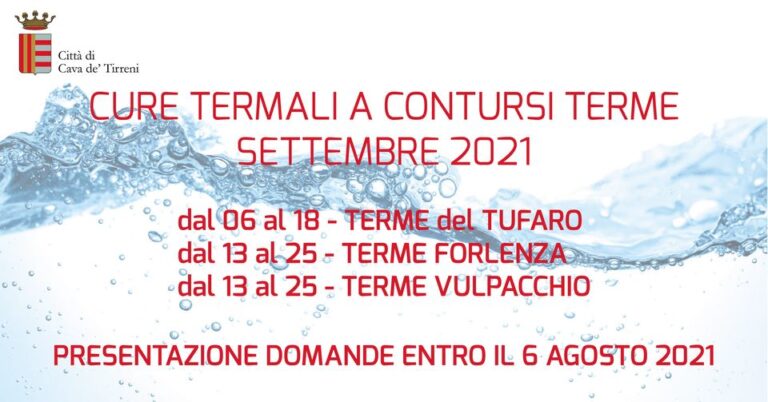 Cava de’ Tirreni, al via le cure termali: ecco tutte le info