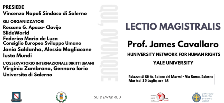 Salerno,  il 20 luglio Lectio Magistralis del Prof. James Cavallaro