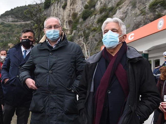 Il presidente Strianese e il sindaco Napoli mercoledì sul cantiere dalla SP 129/b