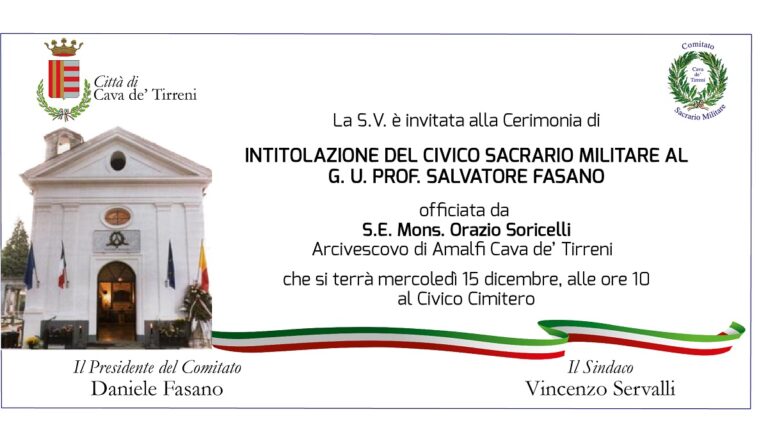 Cava De’ Tirreni: Sacrario Militare in onore di Salvatore Fasano