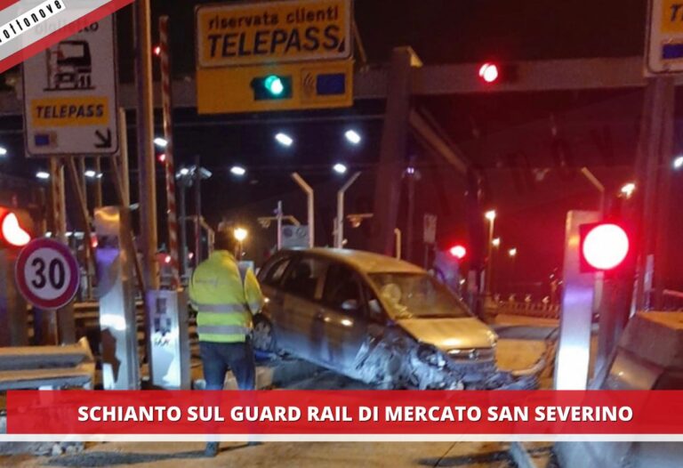 Mercato San Severino: auto si schianta sul guard rail