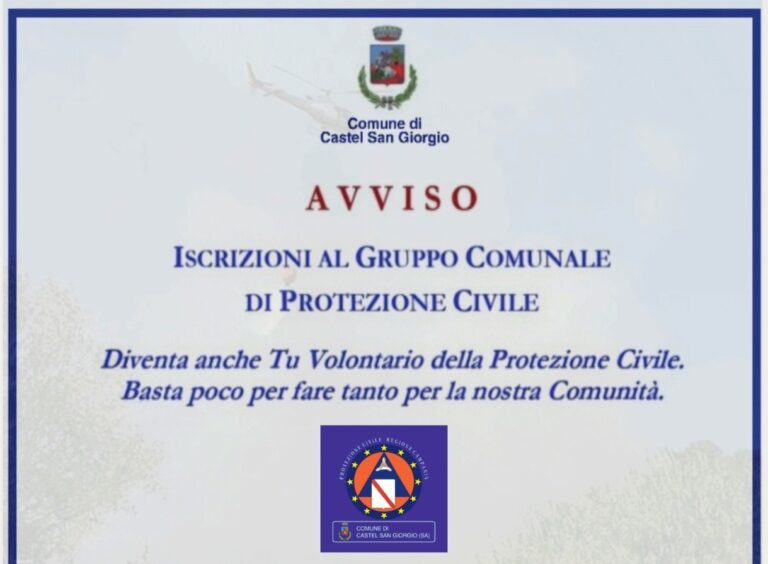 Castel San Giorgio: aperte le iscrizioni al gruppo della Protezione Civile