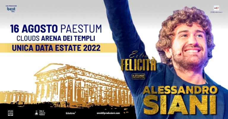 Alessandro Siani a Paestum, nuove disponibilità di biglietti
