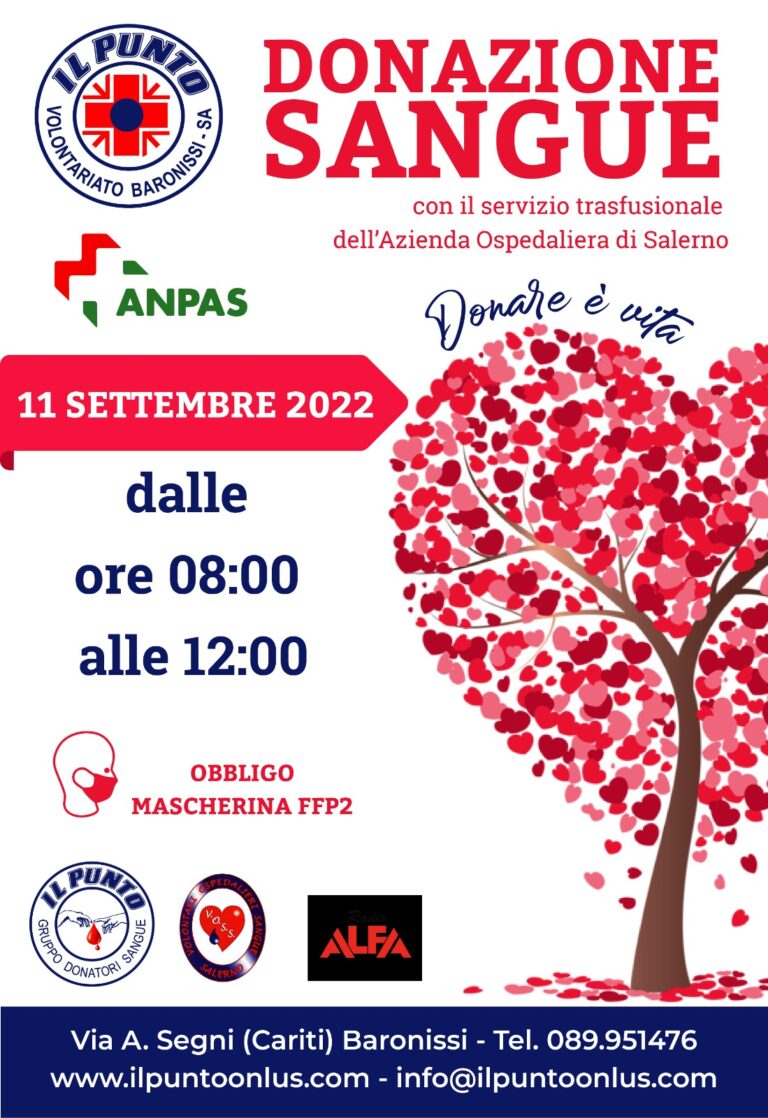 Baronissi, donazione di sangue con “Il Punto”