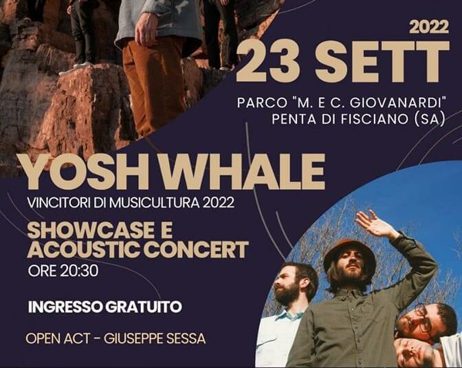 Fisciano, venerdì 23 settembre Yosh Whale in concerto
