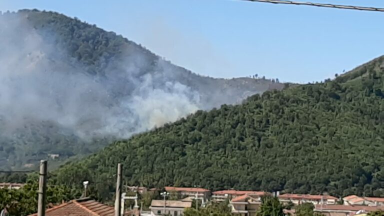 Baronissi, incendio sulla Montagna dei Cariti