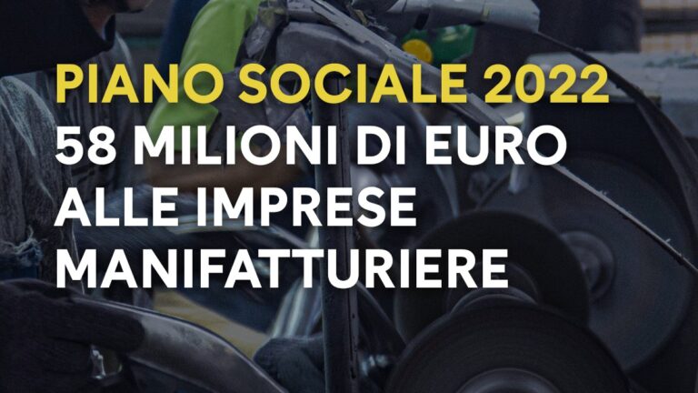 Campania, “Piano Sociale 2022”: 58 milioni per le imprese manifatturiere