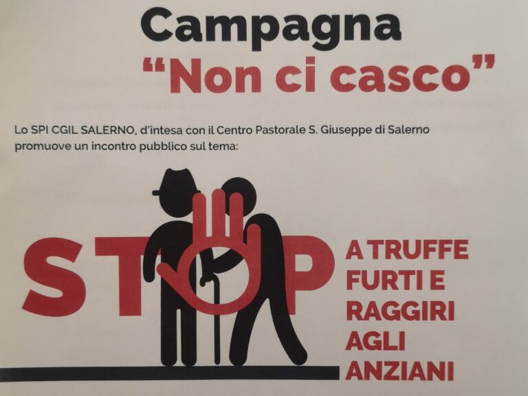 Salerno, “Non ci casco”: campagna contro le truffe agli anziani