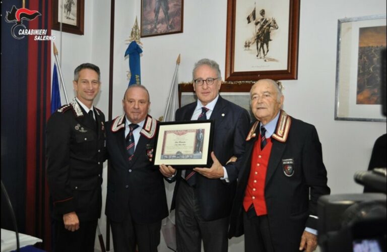 Salerno, il rettore della Federico II nominato socio onorario dell’Associazione Nazionale Carabinieri