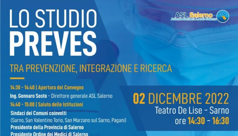 Sarno, presentazione dei risultati dello Studio PREVES