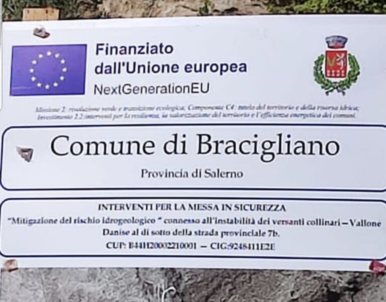 Lavori di mitigazione rischio idrogeologico a Bracigliano