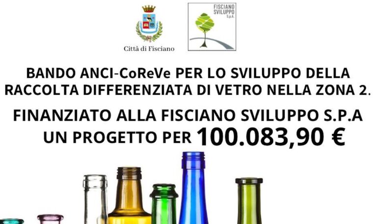 Fisciano, finanziato progetto di 100mila euro per raccolta vetro