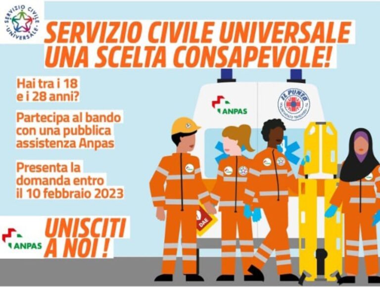 Servizio Civile Assistenze Anpas: il bando scade il 10 febbraio 2023